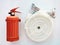 Powder fire extinguisher and fire hose