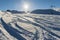 Powder snow piste in alpine ski resort