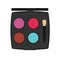 Powder top view cosmetic beauty face vector icon makeup. Compact woman blusher mirror. Tone skin round glamour product