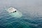 Power boat sinked in the sea coast of Hondarribia, Basque country, Spain