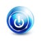 Power button blue icon, start symbol