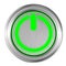 Power button green top view start push - 3d rendering