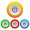 Power button icon. Realistic set of power buttons on white background. Start icon. Power switch icon. Round button. Power energy.