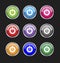 Power buttons icons button icon set vector vectors start on off turn turning switch push energy computer electric press round stop