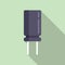 Power capacitor icon flat vector. Component resistor