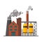 Power Chemical or Refinery Plant, Industrial Factory Building with Smoke, Environmental Pollution Flat Vector