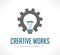 Power of creation logo - working gears and light bulb concept