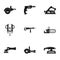 Power electric tool icon set, simple style