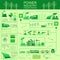 Power energy industry infographic, electric systems, set element