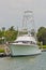 Power fishing yacht, moored in a tropical harbor