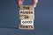 The power of good habits symbol. Concept words The power of good habits on wooden block. Beautiful grey table grey background.