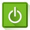 Power Icon Flat Green Square Button