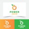 Power Juice Logo Design Template With Leaf. Power button logo design.