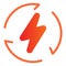 Power lightning with circled arrows flat icon. Energy bolt, danger of electric. Oil industry vector design concept