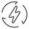 Power lightning with circled arrows line icon. Energy bolt, danger of electric. Oil industry vector design concept