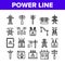 Power Line Electricity Collection Icons Set Vector