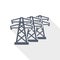 Power line, energy towers flat design vector icon