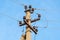 Power lines against the sky background