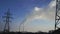 Power lines and pipe smoke power plant timelapse