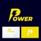 Power logo. Yellow letters with lightning. Energy style business logo.