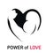 Power of love with muscle flat icon