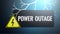 Power Outage Banner. Electricity sign, text and bright lightning