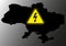 Power outage on the Ukraine map has a warning sign with a lightning symbol - blackout concept. Lack of electricity in