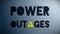 Power outages banner. Big text on dark gradient