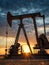 Power and Peace: Oil Pump Stands Tall in a Breathtaking Sunset Landscape