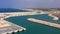Power Plant with chimneys, Harbor in Mediterranean sea, AerialAerial Footage over Harbor Under Construction in Israel