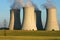 Power plant cooling towers in agriculture field