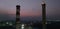 Power plant in evening, Twin chimneys in a Power plant .