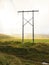 Power pole in Iceland. Light and shadow over the landscape. Beau