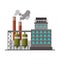 Power Refinery Plant, Industrial Factory Building, Environmental Pollution Flat Vector Illustration