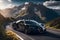 Power roaring amidst majestic mountain roads Bugatti Veyron supercar generative by AI