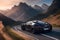 Power roaring amidst majestic mountain roads Bugatti Veyron supercar generative by AI
