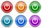 Power silver metallic glossy icons, set of modern design buttons for web, internet and mobile applications in 6 colors options