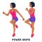 Power skips. Sport exersice. Silhouettes of woman doing exercise. Workout, training