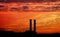 Power Station colourful sunset silhouette.