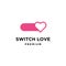 Power switch logo with love heart icon design