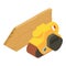 Power tool icon isometric vector. Handheld electric power tool and wooden plank