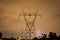 Power Tower During a Summer Storm with Lightning