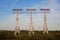 Power transmission lines across river Dnepr