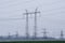 Power transmission lines. Winter landscape with high voltage power lines.