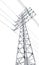 Power transmission tower on white