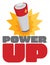 Power up sign with battery energy burst