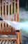 Power washing garden furniture - made of exotic wood