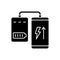 Powerbank for mobile phone black glyph manual label icon