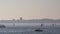 A powerboat crossing the water against the beautiful evening Venice view