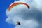 Powered paragliding, paramotor on blue sky